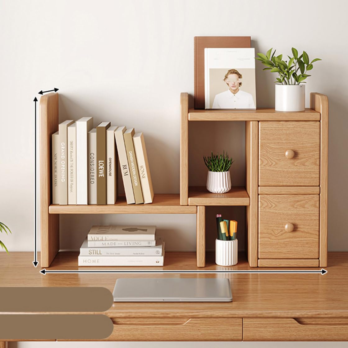 Amazon.co.jp: MJKQ9 デスク上置き棚 伸縮型 60*22*35 木製 オープン